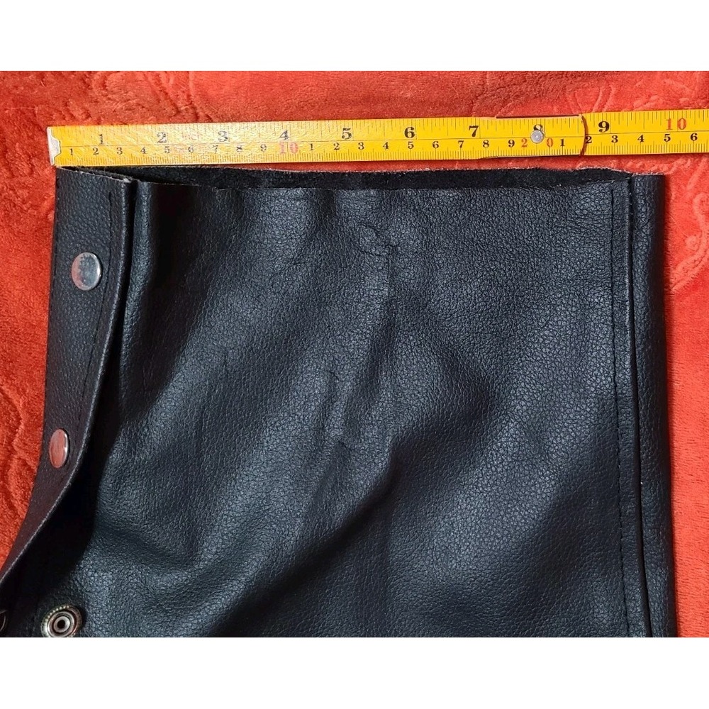 Jafrum Leather Motorcycle Chaps Black Braided Trim Adjustable Buckle Biker Wear - Picture 6 of 13